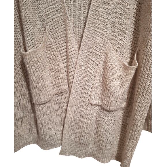 Elite Collection Beige Open Front Cardigan Sweater Large L - Picture 2 of 6
